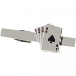 MENDEPOT Silver Tone Poker Tie Clip with Box 4 Aces Tie Clip Bridge Game Tie Clip