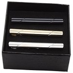 PiercingJ 3pcs Set Stainless Steel Exquisite GQ Classic Tie Bar Clip Silver Tone 2.3Inches