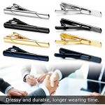 Roctee 4 Pack Tie Pin for Men Regular Tie Clip Set Tie Bar Necktie Bar Pinch Clips for Business Wedding and Daily Life Include Black Navy Gold Silver 4 Colors
