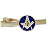 Square & Compass Masonic Tie Clip - [Blue & Gold][2 1/4'' Wide]