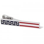 Wild Ties Men's Premium USA American Flag Stars & Stripes 2 Tie Bar