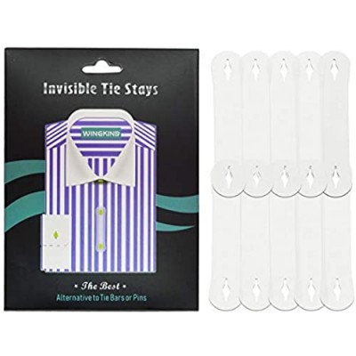 WINGKIND Invisible Tie Stays Tie Keeper Tie Clip Great Alternative to Tie Tacks or Tie Bars (Pack of 10)