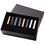 Zysta 8PCS Exquisite Boys Skinny Ties Bar Men Mini Tie Clips Set Multiple Colors Stainless Steel Formal Dress Shirts Necktie Pinch Tack 1 1/3 inch + Gift Box