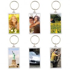 100pcs Custom Personalised Insert Photo Acrylic Blank Keyring Keychain Wholesale(Size:2.51"x1.33")