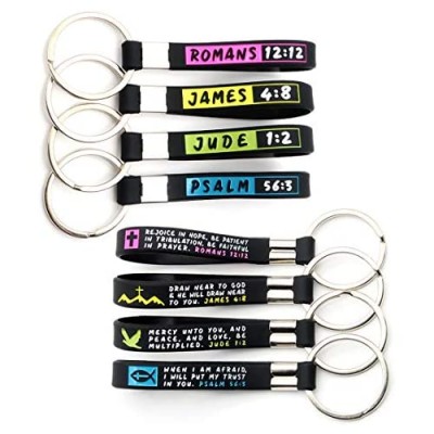 (12-pack) Christian Religious Bulk Keychains with Bible Verses - Wholesale Key Rings in Bulk for Christmas Easter Church Party Favors - Small Gifts for Christian Men Women Youth Teen Boys Girls