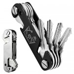 2PCS Key Organizer Keychain Compact Key Holder Keyring Smart & Light-weight Multi-tool Folding Key Chain with Bottle Opener/Phone Stand (Up to 6 ~10 Keys Black & Silver)