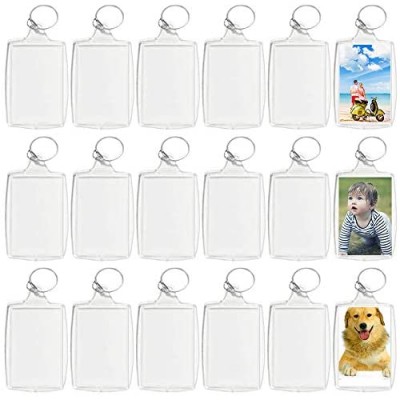 30 Pcs Acrylic Photo Frame Keyrings Clear Picture Insert Keychains Snap-in Custom Personalized Keychain for Gift Artwork (Rectangle 1.5 x 2.1 Inch)