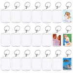 30 Pcs Acrylic Photo Frame Keyrings Picture Snap-in Keychains Custom Personalized Insert Photo Acrylic Clear Blank Keyring Keychain for Men Women Gifts (2.16 x 1.5 Inch)