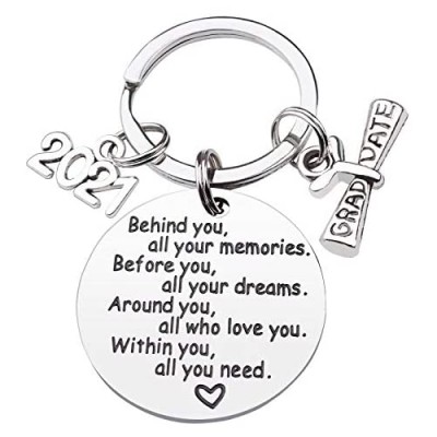 CDLong Class of 2021 Graduation Keychain - Senior 2021 Graduation Gifts for Her/Him Inspirational Gifts for College Graduation / High School Graduation Made of Stainless Steel