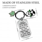 Cute Funny Panda Keychain with A Green Charm Leaf Pendant You are Braver Stronger Smarter Than You Think Inspirational Keychain Panda Gifts for Graduate