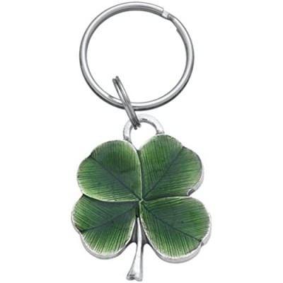 DANFORTH - Clover Pewter Keyring (Green) - 1 1/2 Inch - Handcrafted - Made in USA
