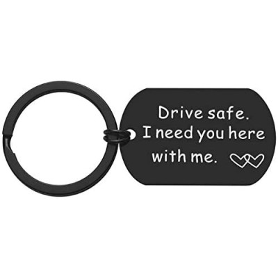 Drive Safe Keychain for Boyfriend - Drive Safe I Need You Here With Me Keyring Birthday Valentine’s Day Gifts for Him Boyfriend Husband Gifts