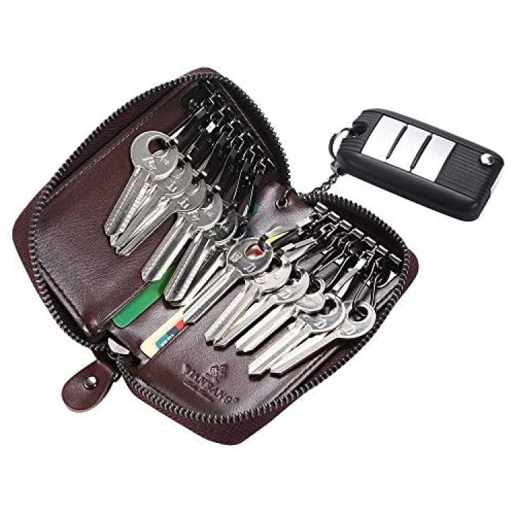 Italian leather zipper key case car keychain