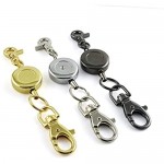 JCBIZ 1PCS Retractable Key Chain with Hook Zinc Alloy High Resilient Anti-Lose Stretch Key Ring Holder Tool Telescopic Rope Black