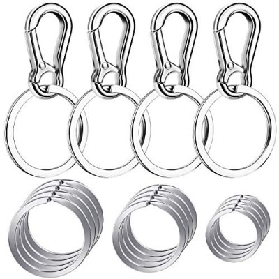 Keychain Clip with Key Ring Cridoz 4pcs Key Chain Clip Hook with 16Pcs Key Rings for Car Keys Dog Tag and Key Chain (Assorted Sizes)