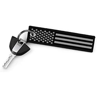 KEYTAILS Keychains Premium Quality USA Flag Blackout Key Tag for Auto Motorcycle Backpacks Gift