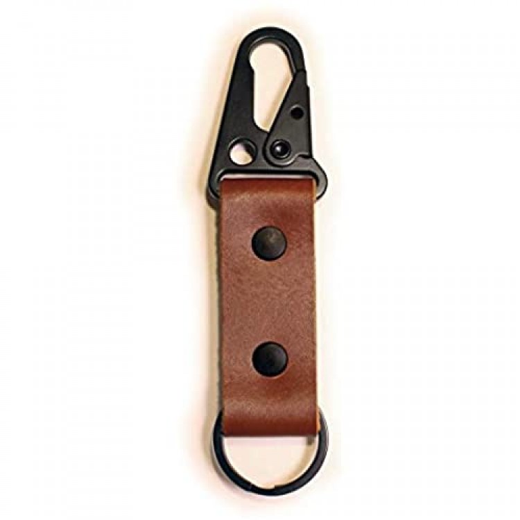 Leather Tactical HK EDC Clip Fob Keychain - Full Grain Leather