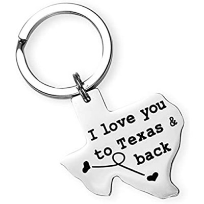 LParkin Texas Keychain Long Distance Relationships Gifts I Love You to Texas and Back Keychain Boyfriend Girlfriend Long Distance Relationship Gift Going Away Gifts Friendship
