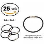 Lucky Line 4-1/2 Locking Cable Key Ring Crimp to Permanently Close Nylon Coated Steel Wire Corrosion-Resistant 25 Pack Black (80820)