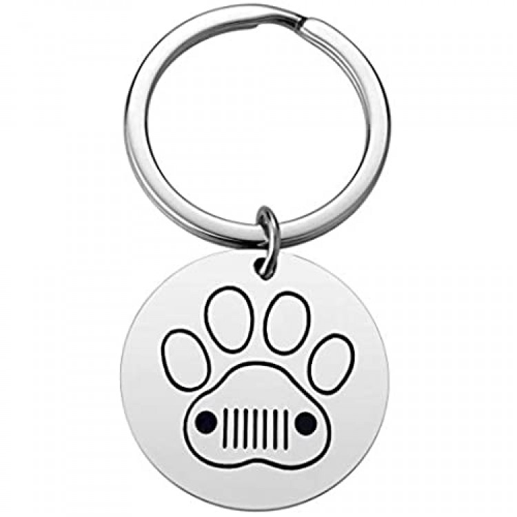 Queyuen Jeep Dog Keychain Jeep Paw Jewelry Doggy Keychain Jeep Wrangler Gift for Jeep Girl Jeep Lovers