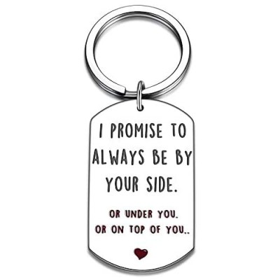 Small Naughty Anniversary Keychain Funny Rude Birthday Valentine's Key Ring for Husband Boyfriend Him Fiance Men Gifts