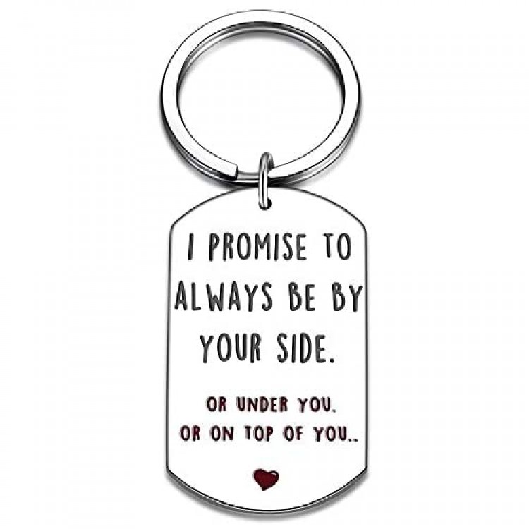 Small Naughty Anniversary Keychain Funny Rude Birthday Valentine's Key Ring for Husband Boyfriend Him Fiance Men Gifts