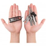 Smart Key Organizer Keychain 100% Real Leather Compact Key Holder Secure Locking Mechanism Pocket Key Chain up to 7 Keys Edc Stainless Steel Multi-tool (Black)