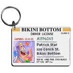 SpongeBob Bikini Bottom Drivers License Keychain Bundle - 3 Pack - SpongeBob Patrick Mr. Krabs Keychains