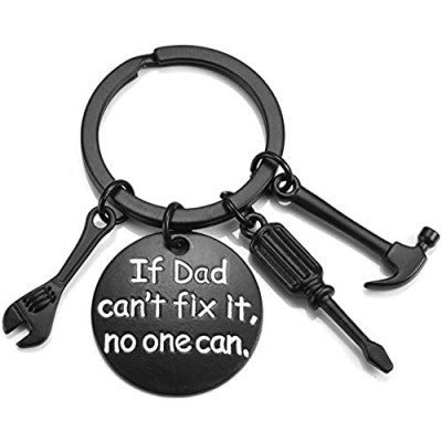 Top Plaza Father’s Day Birthday Gifts from Daughter Son Black Dad Keychain Key Rings If Dad Can’t Fix It No One Can Repair Tools Charms