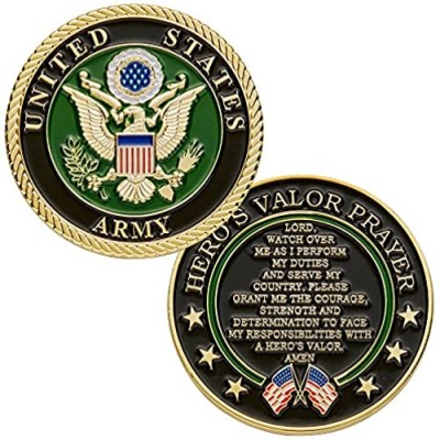 United States Army Challenge Coin with Hero's Valor Prayer 1-Pack (One Coin)