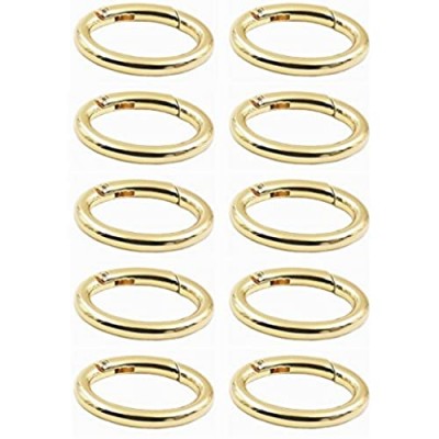 WEICHUAN 10PCS Spring Clip Round Carabiner- 1-1/2" Gate O Ring Round Carabiner Snap Clip Trigger Spring Keyring Buckle Organizing Accessory/Metal Secure Holder/Durable and Rust-Proof (Gold)