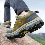 CAMEL CROWN Mens Hiking Shoes Breathable Non-Slip Sneakers Leather Low Cut Boots for Outdoor Trailing Trekking Walking