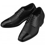 CALTO Men's Invisible Height Increasing Elevator Shoes - Black Premium Leather Lace-up Formal Oxfords - 3.2 Inches Taller - Y40552