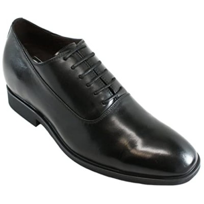 CALTO Men's Invisible Height Increasing Elevator Shoes - Black Premium Leather Lace-up Formal Dress Oxfords - G8082-3 Inches Taller