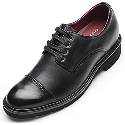 CHAMARIPA Men's Height Increasing Elevator Shoes Leather Dress Shoes Invisible Elevated Oxfords 2.76 Inches Taller H91241H051D