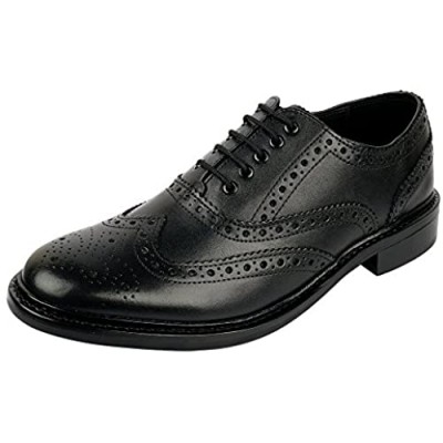 DLT Men's Genuine Imported Leather with Rubber Sole Goodyear Welted Oxford Dress Shoes
