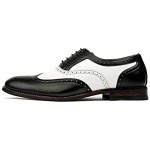 Ferro Aldo Arthur MFA139001D Mens Wingtip Two Tone Oxford Black and White Spectator Dress Shoes