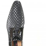 Mezlan Sexto Mens Luxury Dress Shoes - Black Formal Blucher Oxfords with Leather Sole - Woven Calfskin and Fabric Vamp - Handcrafted in Spain - Medium Width