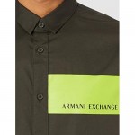 AX Armani Exchange Men's Colorblock Stretch Cotton Short Sleeve Button Up
