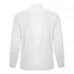 AUDATE Men's Cotton Shirt Long Sleeve Button Down Shirts Casual Banded Collar Henley Shirt