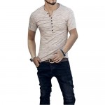 BABEIYXM Men's Fashion Casual Henry T-Shirt Short/Long Sleeve Upgraded Models Slim Basic Simple Version