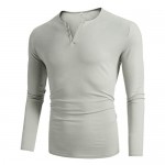 Babioboa Men's Henley Shirt Long Sleeve Casual Basic T-Shirt Beach Yoga Top