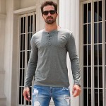 Boisouey Men's Casual Slim Fit Long Sleeve Henley T-Shirts Cotton Shirts