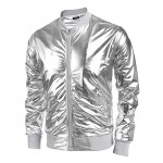 COOFANDY Men's Metallic 70s Disco Party Varsity Jacket Button Zip-up Baseball Bomber