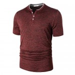 Derminpro Men's Quick Dry Casual Henley Collarless Golf Shirts Buttons Short Sleeve Sport T Shirt