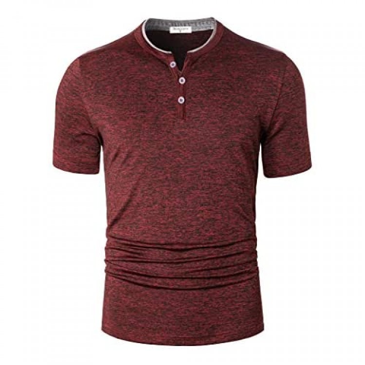 Derminpro Men's Quick Dry Casual Henley Collarless Golf Shirts Buttons ...
