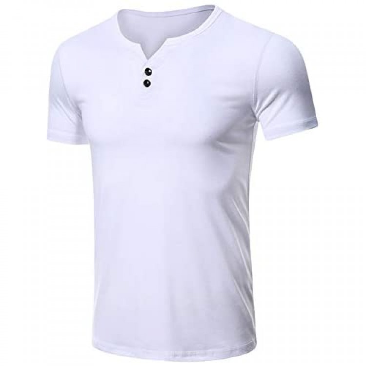 Esobo Men's Casual Slim Fit Basic Henley Short Sleeve Fashion Cotton T-Shirt