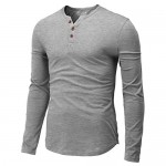 H2H Mens Casual Slim Fit Henley T-Shirt Long Sleeve Gray US M/Asia L (CMTTL139)
