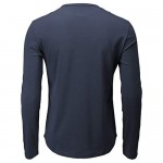 H2H Mens Casual Slim Fit Henley T-Shirt Long Sleeve Indigo US 2XL/Asia 3XL (CMTTL139)