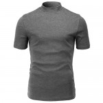 H2H Men's Casual Slim Fit Mockneck Pullover Rib Fabric Long/Short Sleeve